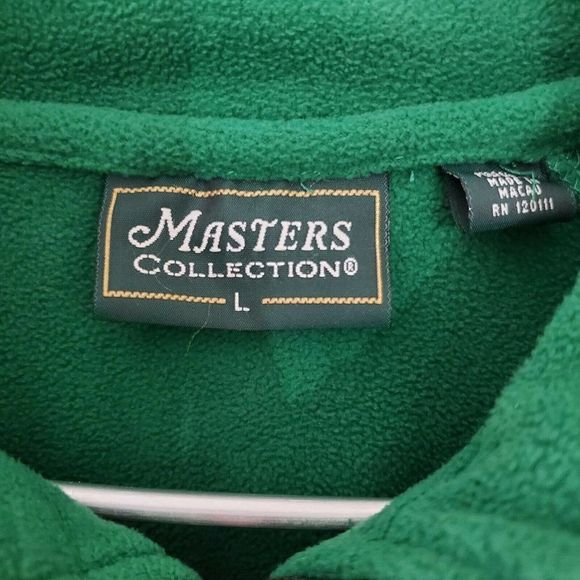 Masters Collection 1/4 Zip Pullover Fleece Sweater Mens L Green Golf w/Pockets - Picture 3 of 4